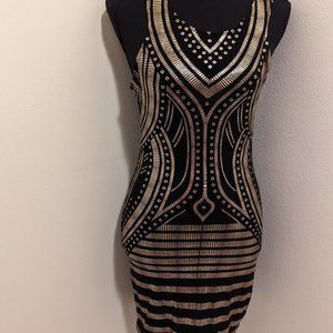 A'GACI Gold Embellished Mini Dress